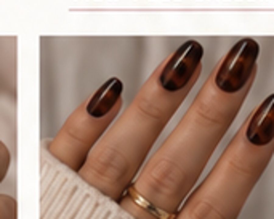 Dark brown glossy almond nails